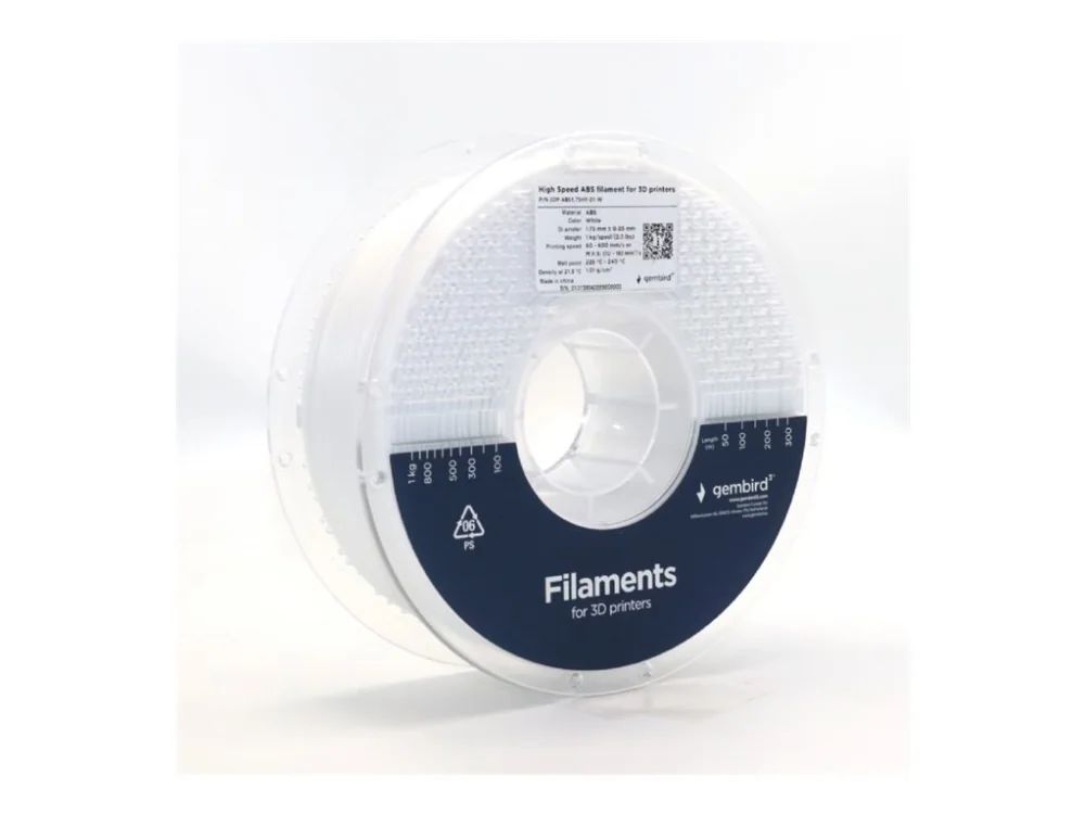 Gembird 3DP-ABS1.75HY-01-W, 1 kpl, 1 kg