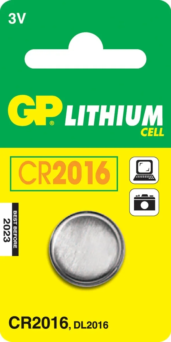 GP Button Cells, CR2016, 3V Lithium, 1-P